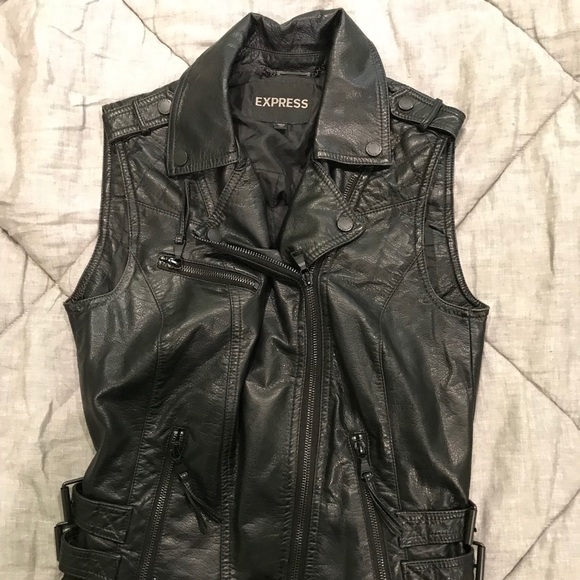 Express Jackets & Blazers - Express Black Leather Vest Size Small